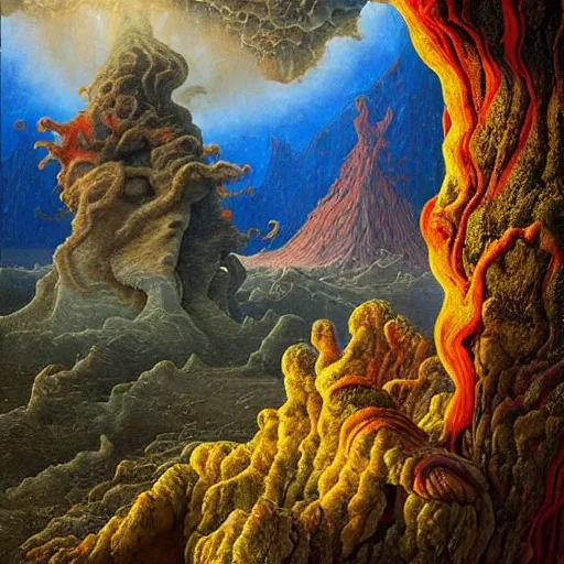 Image similar to paint surrealist 🌋🍄, ferdinand knab, high definition and detailed 4 k