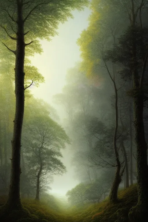 Image similar to a beautiful digital illustration painting of a foggy forest turbulent wind by benoit b. mandelbrot, steven belledin, martin johnson heade, lee madgwick, caspar david friedrich, and david rios ferreira. 8 k resolution trending on artstation concept art digital illustration