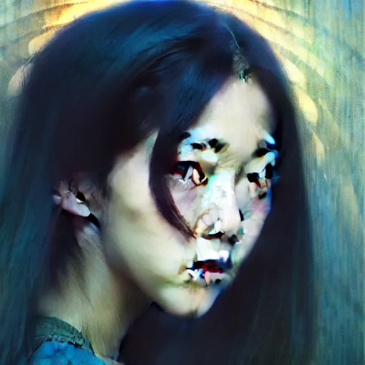 Image similar to jisoo of blackpink, hyperrealistic portrait, bladerunner street, art by artgerm and greg rutkowski and fra angelico and alphons mucha, fantasy art, photo realistic, dynamic lighting, artstation, poster, volumetric lighting, very detailed face, intricate complexity, rule of thirds, 8 k, award winning, unreal engine