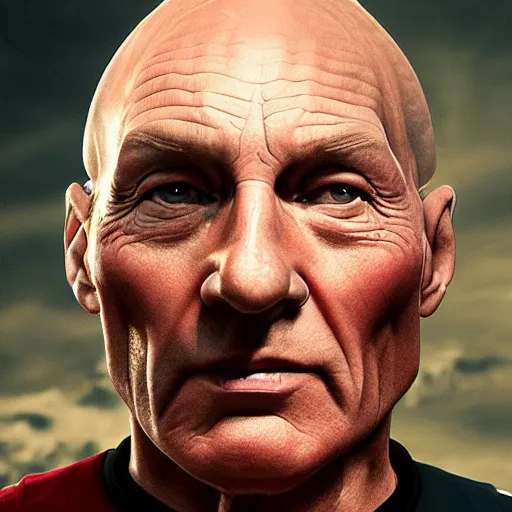 Prompt: picard ultra realistic, digital art, rich deep colors, smooth shadows, high resolution, cinematic
