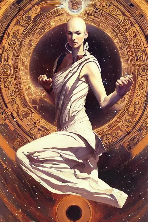 Image similar to space, buddhism, taoism, painting by greg rutkowski, j. c. leyendecker, artgerm