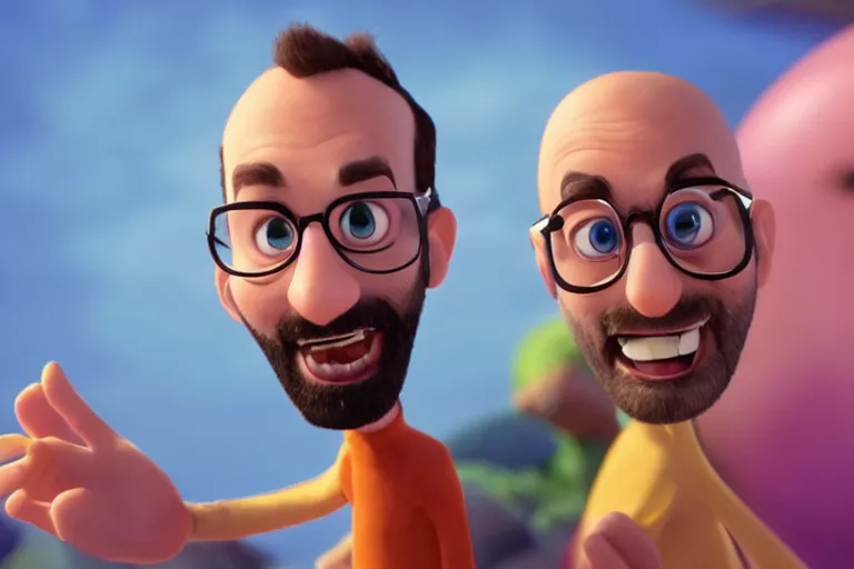 Prompt: still from a pixar movie of michael stevens from vsauce, high quality 3 d render, movie, pixar, renderman, 4 k, artstation