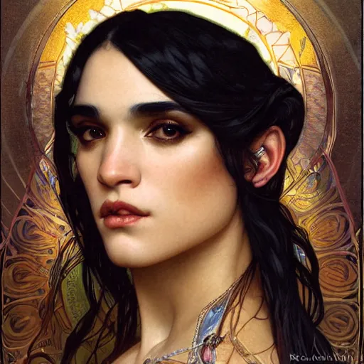 Prompt: realistic detailed face portrait of sofia boutella as cleopatra by alphonse mucha, ayami kojima, amano, charlie bowater, karol bak, greg hildebrandt, jean delville, and mark brooks, art nouveau, neo - gothic, egyptian, rich deep moody colors