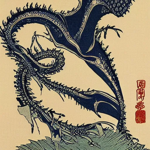 Prompt: an alien by Hokusai, detailed, intricate