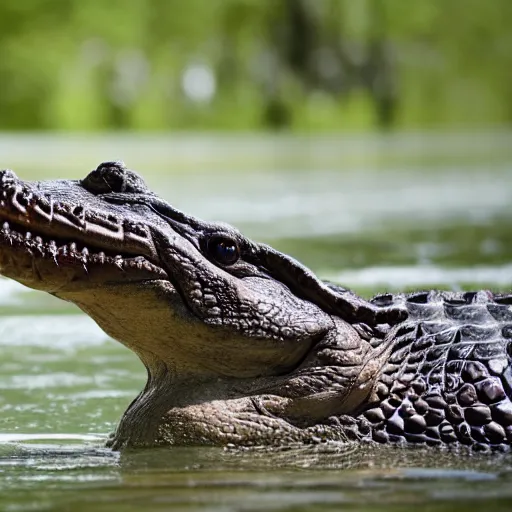 Prompt: photo of a crocodile as a human