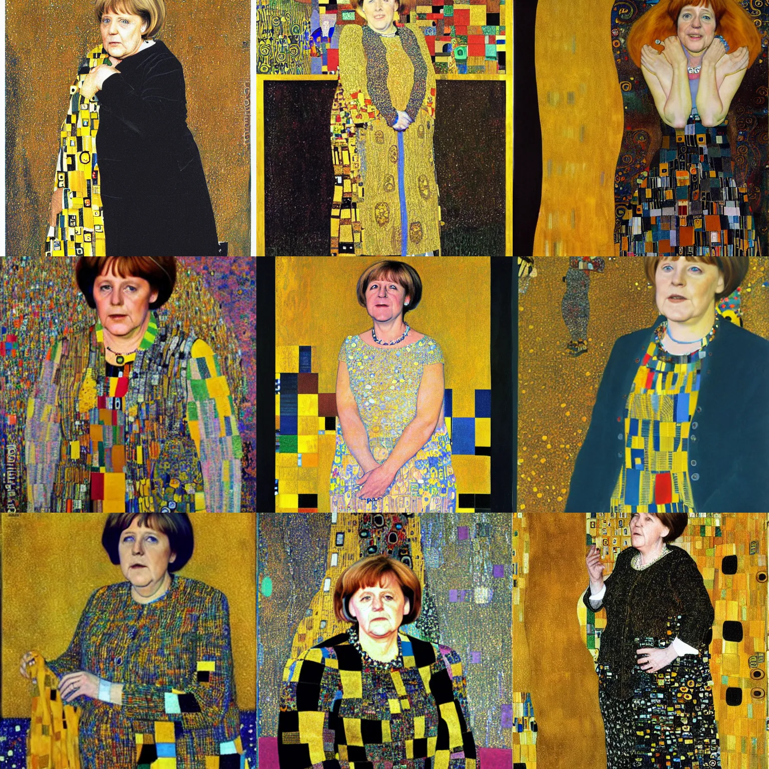 Prompt: portrait of angela merkel, by gustav klimt