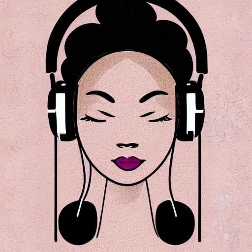 Image similar to a beautiful portrait illustration of a woman in with headphones by hed kandi, adobe illustrator