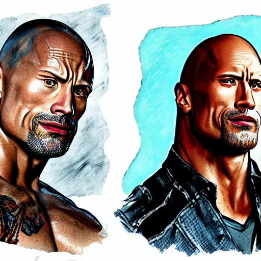 Image similar to A portrait of Dwayne Johnson, in the style of Mappa,