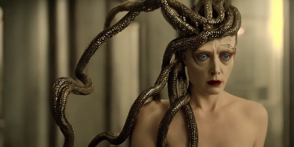 Image similar to medusa as a replicant, movie still