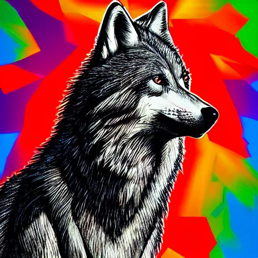 Prompt: portrait of retarded wolf, propaganda style, vivid colors, detailed