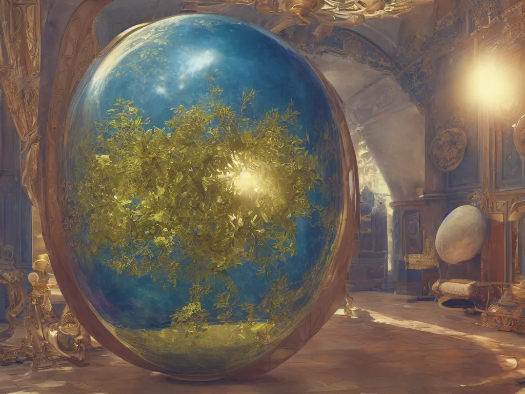 Image similar to 3 d render, sunlight study, the universe is a spheroid region 7 0 5 meters in diameter, art nouveau, by jan davidz de heem and ( ( ( ( ( lisa frank ) ) ) ) ), 8 k, sharp focus, octane render