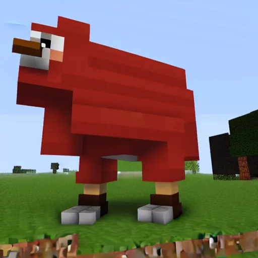 Image similar to a giant chicken in minecraft.