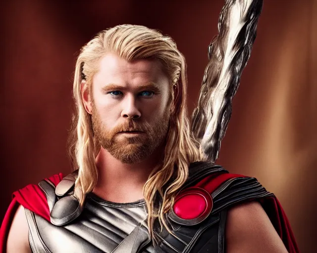 Image similar to thor as a drag queen, cinematic shot, 8k resolution, hyper detailed