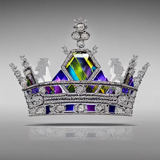 Image similar to a crown made of bismuth crystal and herkimer diamonds