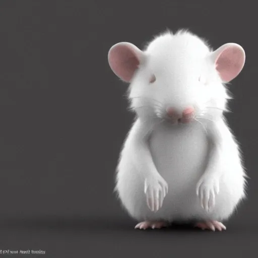 Prompt: fuzzy cute white rat 3 d render awardwinning