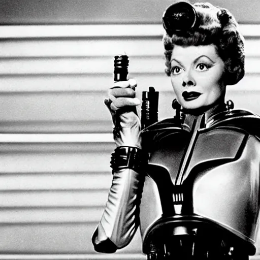 Prompt: a photograph of lucille ball in the movie star wars the empire strikes back