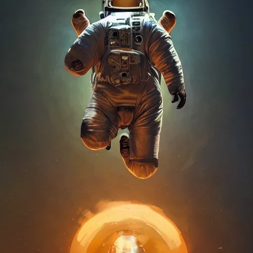 Prompt: bear in a astronaut suit, intricate, highly detailed, digital painting, artstation, concept art, smooth, sharp focus, illustration, Unreal Engine 5, 8K, art by artgerm and greg rutkowski and alphonse mucha