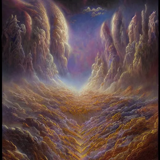 Prompt: a beautiful matte painting of a concoction of celestial immaculate punkpastels pastiche by Dan Seagrave, award winning, atmospheric, epic and stunning, intricate details, sense of awe, anthropomorphic, CGSociety