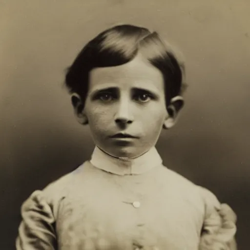 Image similar to close up portrait of a victorian child standing in with a bicycle, 8 k, soft lighting, highly detailed realistic, face in focus 1 8 9 0's liminal