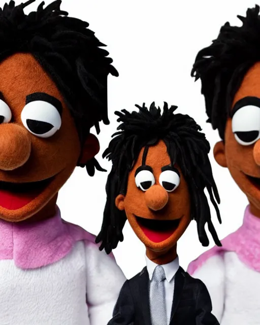 Prompt: playboi carti as a muppet. highly detailed felt. hyper real photo. 4 k.