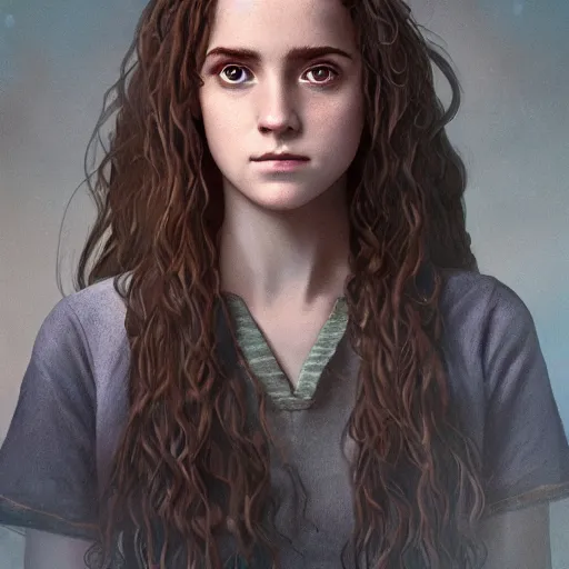 Prompt: hermione granger, au naturel, grey eyes, hyper detailed, digital art, trending in artstation, cinematic lighting, studio quality, smooth render, unreal engine 5 rendered, octane rendered, concept art, smooth, sharp focus, illustration, art by artgerm and greg rutkowski and alphonse mucha and ian sprigger and wlop and krenz cushart