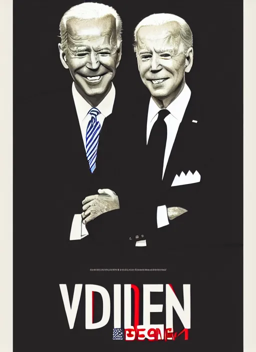 Image similar to biden, steve buscemi portrays united states president joe biden, minimalist movie poster, theatrical poster, fan art, digital art, trending on artstation