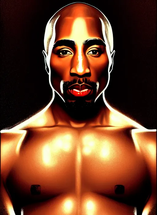 Prompt: symmetry!! portrait of tupac shakur, cottagecore!! fitness body, glowing lights!! intricate, elegant, highly detailed, digital painting, artstation, concept art, smooth, sharp focus, illustration, art by artgerm and greg rutkowski and alphonse mucha