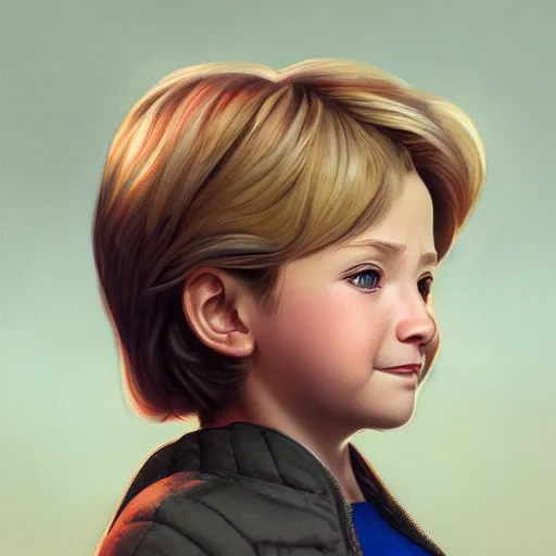 Image similar to ultra realistic illustration, hillary clinton as a child anime, intricate, elegant, highly detailed, digital painting, artstation, concept art, smooth, sharp focus, illustration, art by artgerm and greg rutkowski and alphonse mucha and wlop