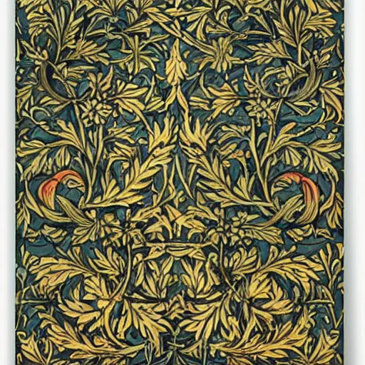 Image similar to illuminated number 1, typography by william morris