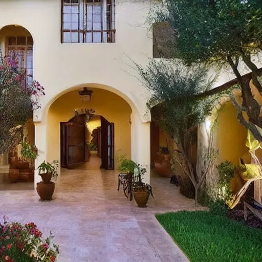 Prompt: beautiful!!!!!!!!!!!!, courtyard, home, mediterranean, vines