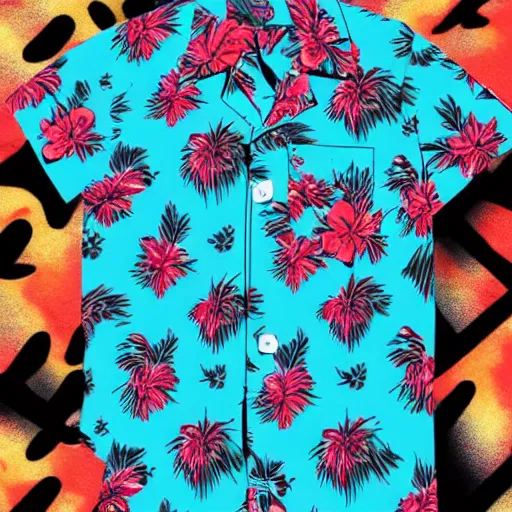 Image similar to hawaiian shirt design, fashion photography
