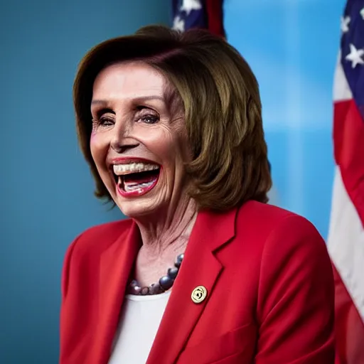 Prompt: nancy pelosi laughing all the way to the bank