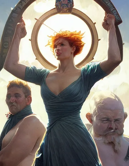 Prompt: climate change personified. sun, summer, strength, knowledge, portrait, symmetrical, highly detailed, digital painting, artstation, concept art, smooth, sharp focus, illustration, cinematic lighting, strength, art by artgerm and greg rutkowski and alphonse mucha and louis theophile hingre