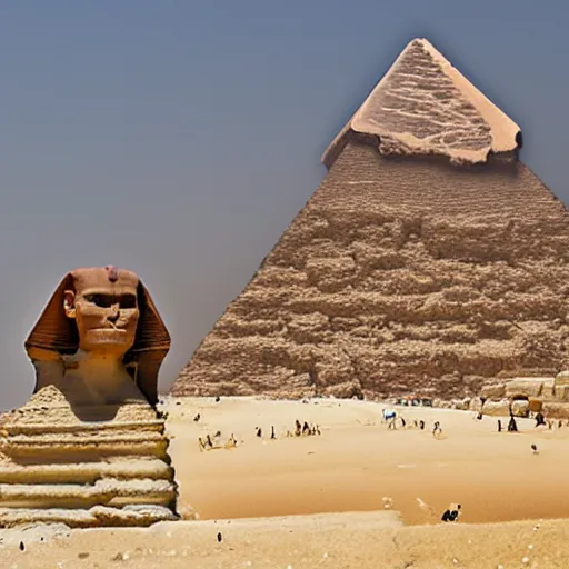 Image similar to the great cube of giza next to the sphinx