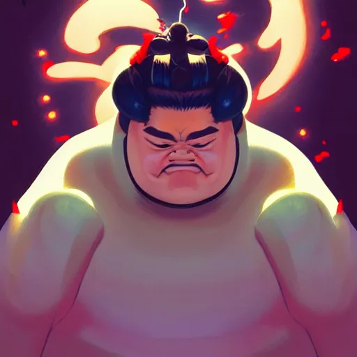 Image similar to a sumo that is also a ninja with sparkly hands, sumo pose, 3d, photo, behance hd by Jesper Ejsing, by RHADS, Makoto Shinkai and Lois van baarle, ilya kuvshinov, rossdraws, global illumination, 90s