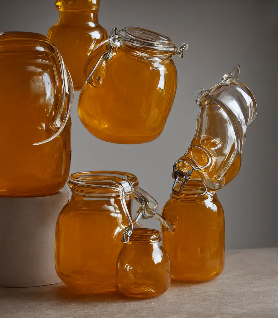 Prompt: klein bottle honey jar, product photography, beautiful studio photography