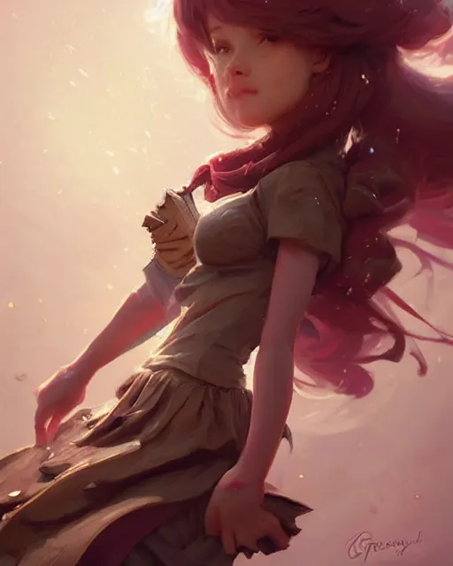 Image similar to a ( girl as personification of chocolate cupcake ), fantasy bakery, digital painting by greg rutkowski, artgerm, krenz cushart, laurie greasly, wlop, intricate, highly detailed!!, sharp focus, smooth, epic composition, joyful, unreal engine, masterpiece, 8 k