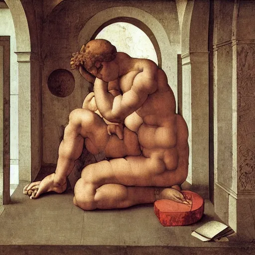 Image similar to hands folded in the shape of a heart in a bright spring room, wrote renaissance michelangelo