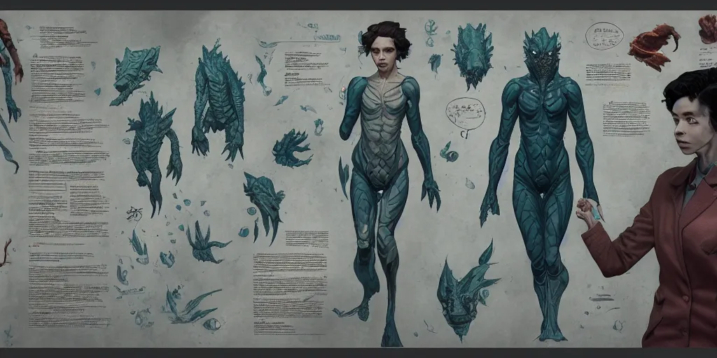 Image similar to the shape of water, character sheet, concept design, contrast, kim jung gi, greg rutkowski, zabrocki, karlkka, jayison devadas, trending on artstation, 8 k, ultra wide angle, pincushion lens effect