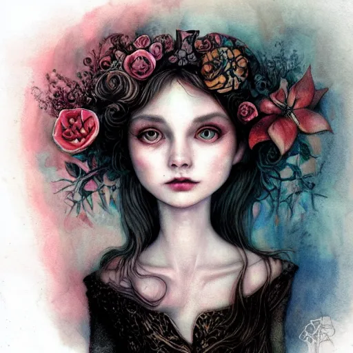 Image similar to a portrait in the style of anna dittmann and mark ryden and arthur rackham.