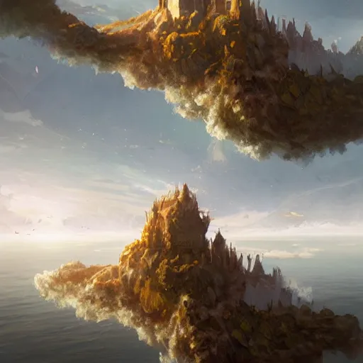 Image similar to floating islands in the sky, fantasy, greg rutkowski