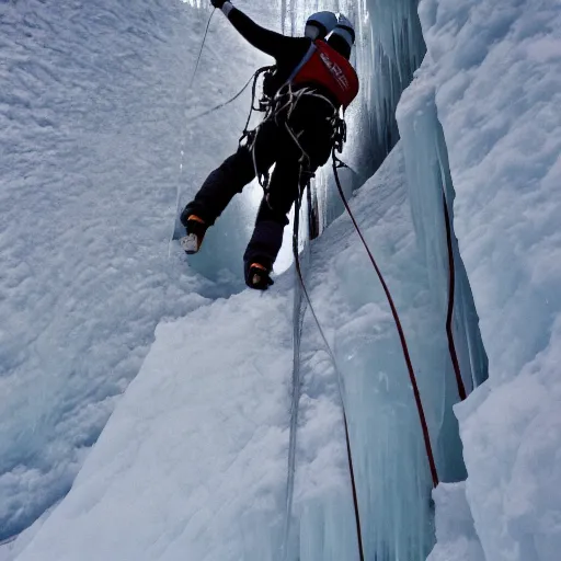 Prompt: trust ice climbing epic photo 35 mm