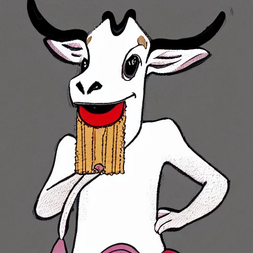 Prompt: billy the Disney goat with a whole churro in his mouth, line art