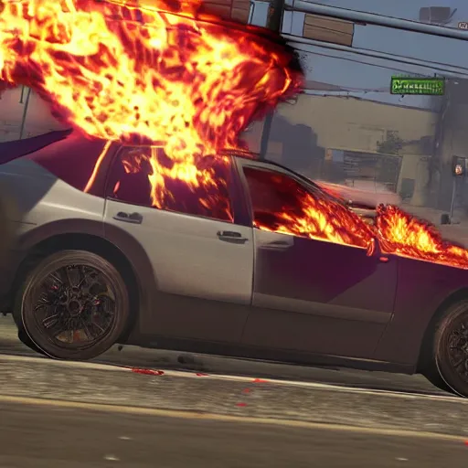 Prompt: burning computer in gta, 8k, realistic