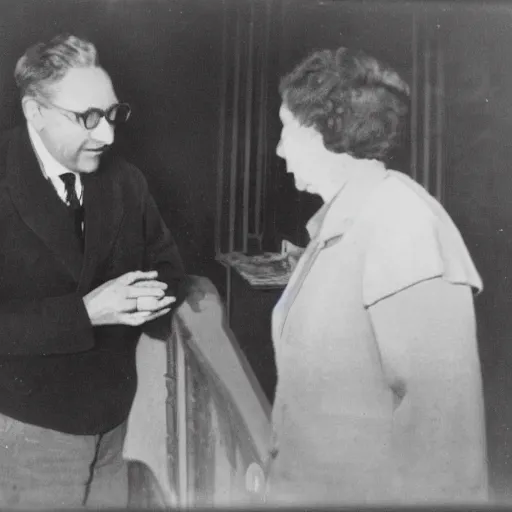 Prompt: photo of jacobo grinberg talking with maria sabina