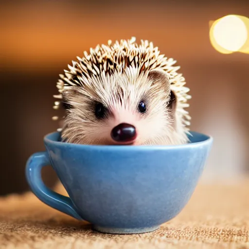 Image similar to baby hedgehog in a teacup, bokeh, sigma 5 0 mm f / 1. 4, minimalistic, 8 k