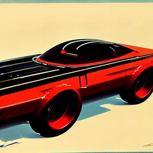 Prompt: concept art for a car with built - in meat smoker, illustrated by syd mead, high quality