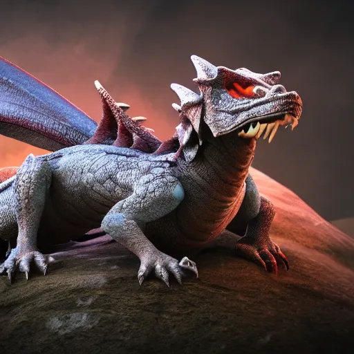 Image similar to 8 k hd detailed octane render of a dragon guarding her eggs