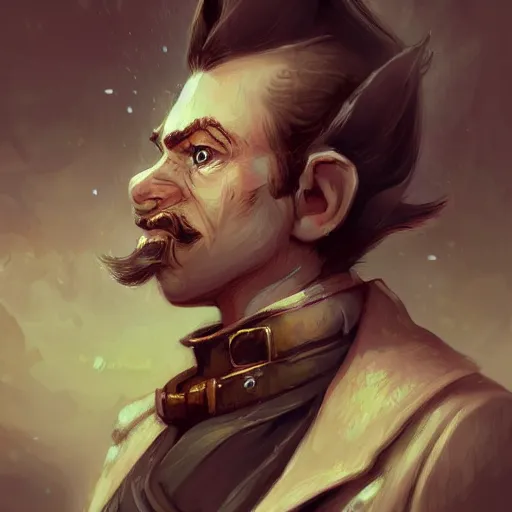 Image similar to Brown haired halfling portrait, middle aged, dandy elegant fop diminutive by Anato Finnstark, Tony Sart highly detailed, digital illustration, concept art, distinguished