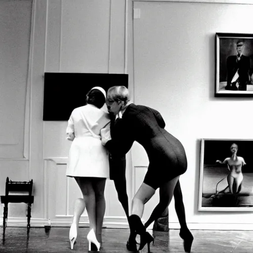 Prompt: a photograph by helmut newton and edward hopper